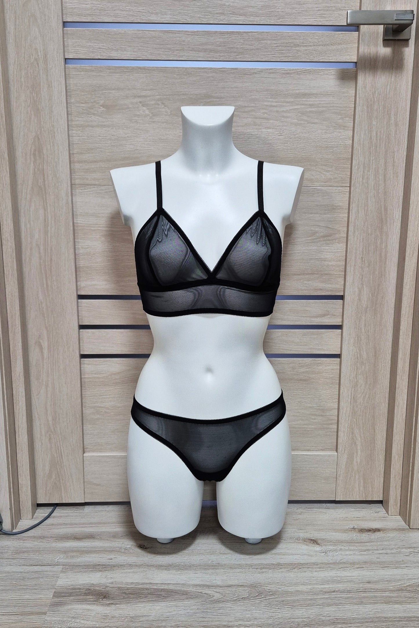 Ella - sheer lingerie set from black mesh