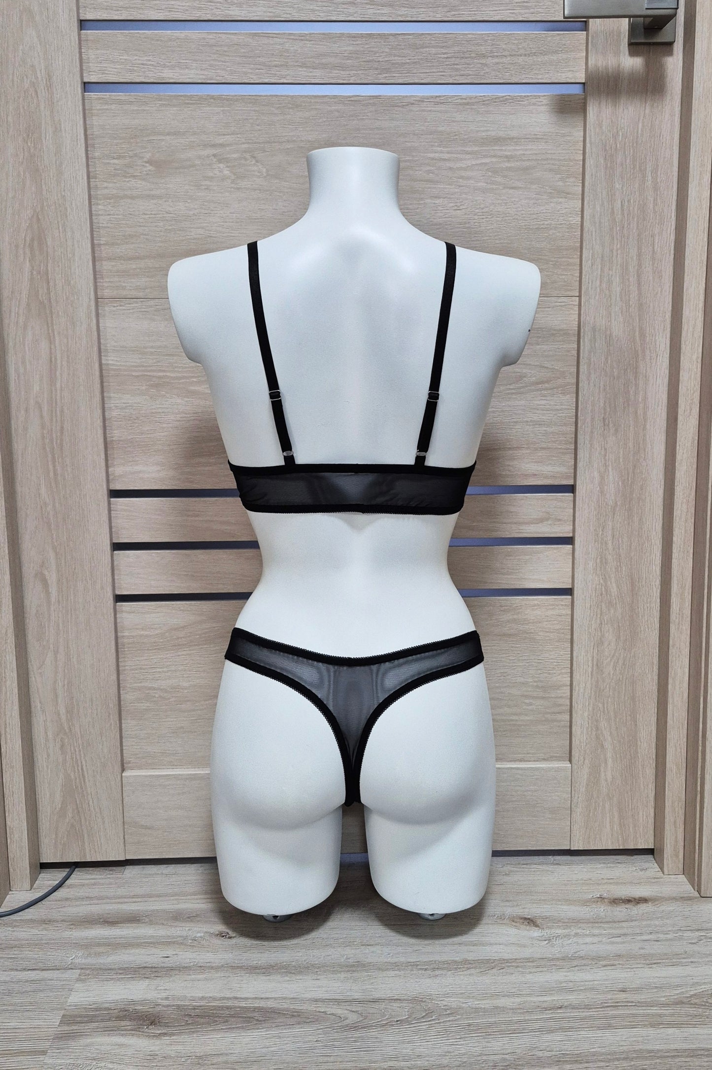 Ella - sheer lingerie set from black mesh