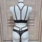 Ella & Nyx - black mesh lingerie set with harnesses