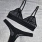Ella - black mesh transparent women lingerie set
