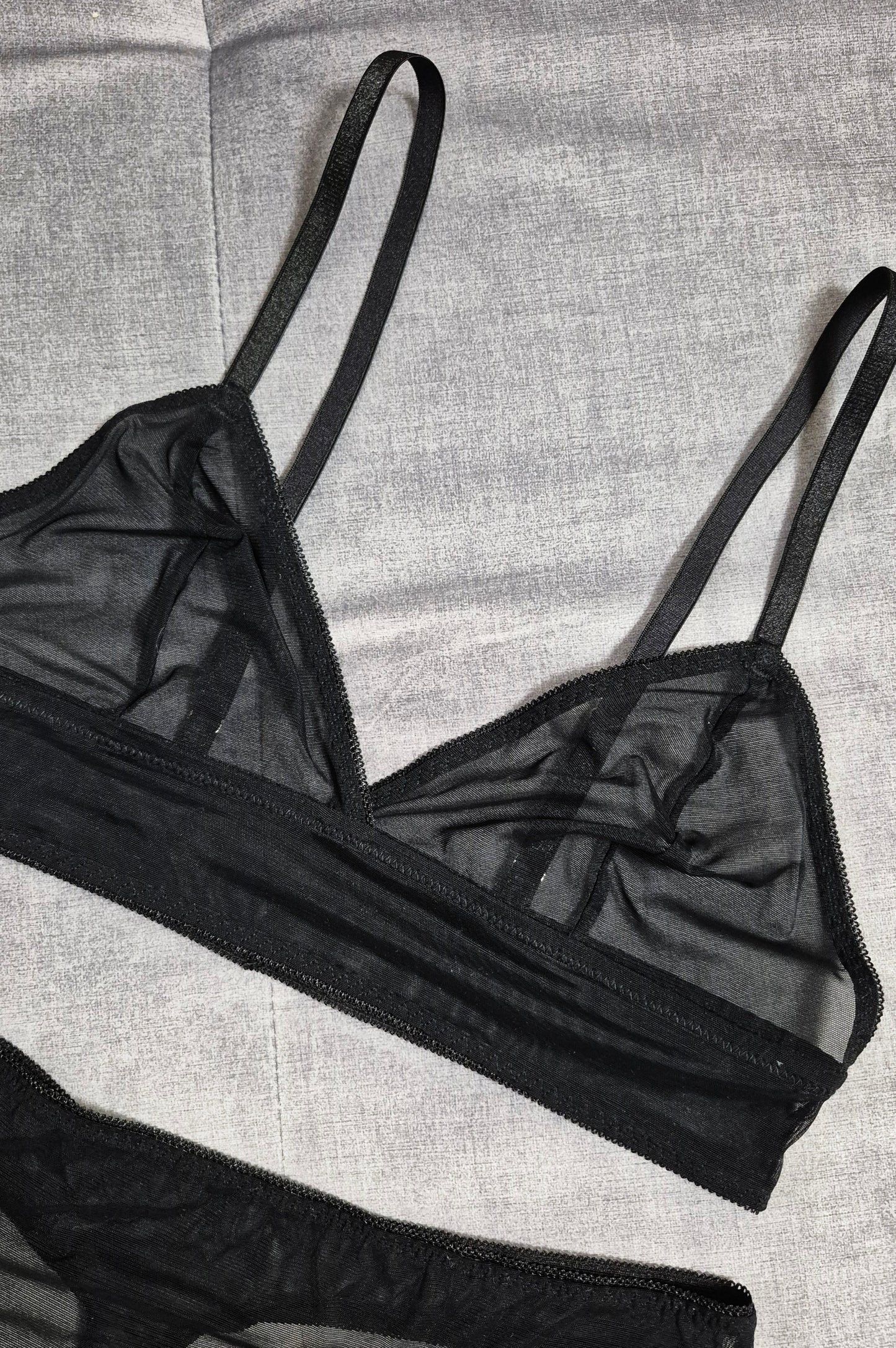 Ella - black mesh transparent women lingerie set