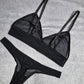 Ella - black mesh transparent women lingerie set