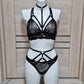 Buffy & Nyx - black lace lingerie set with bondage details