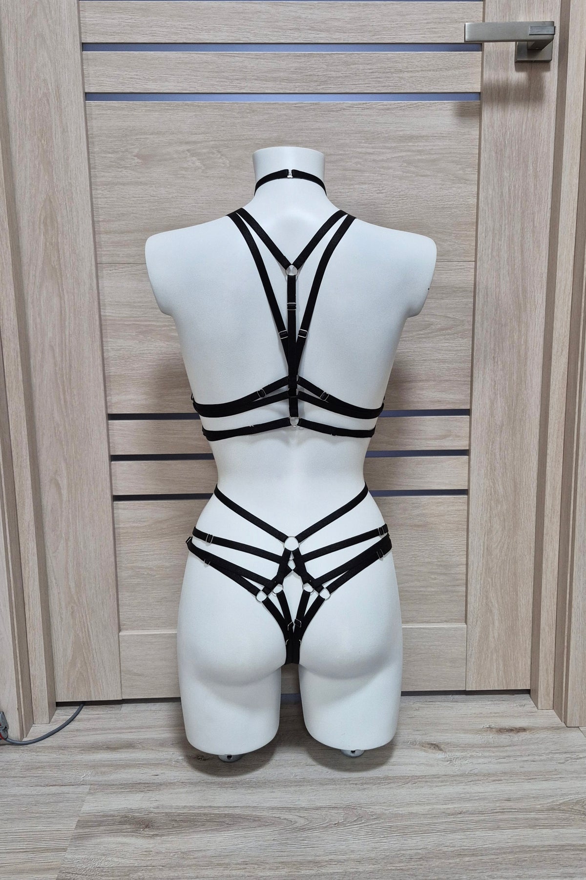 Buffy & Nyx - black lace lingerie set with bondage details