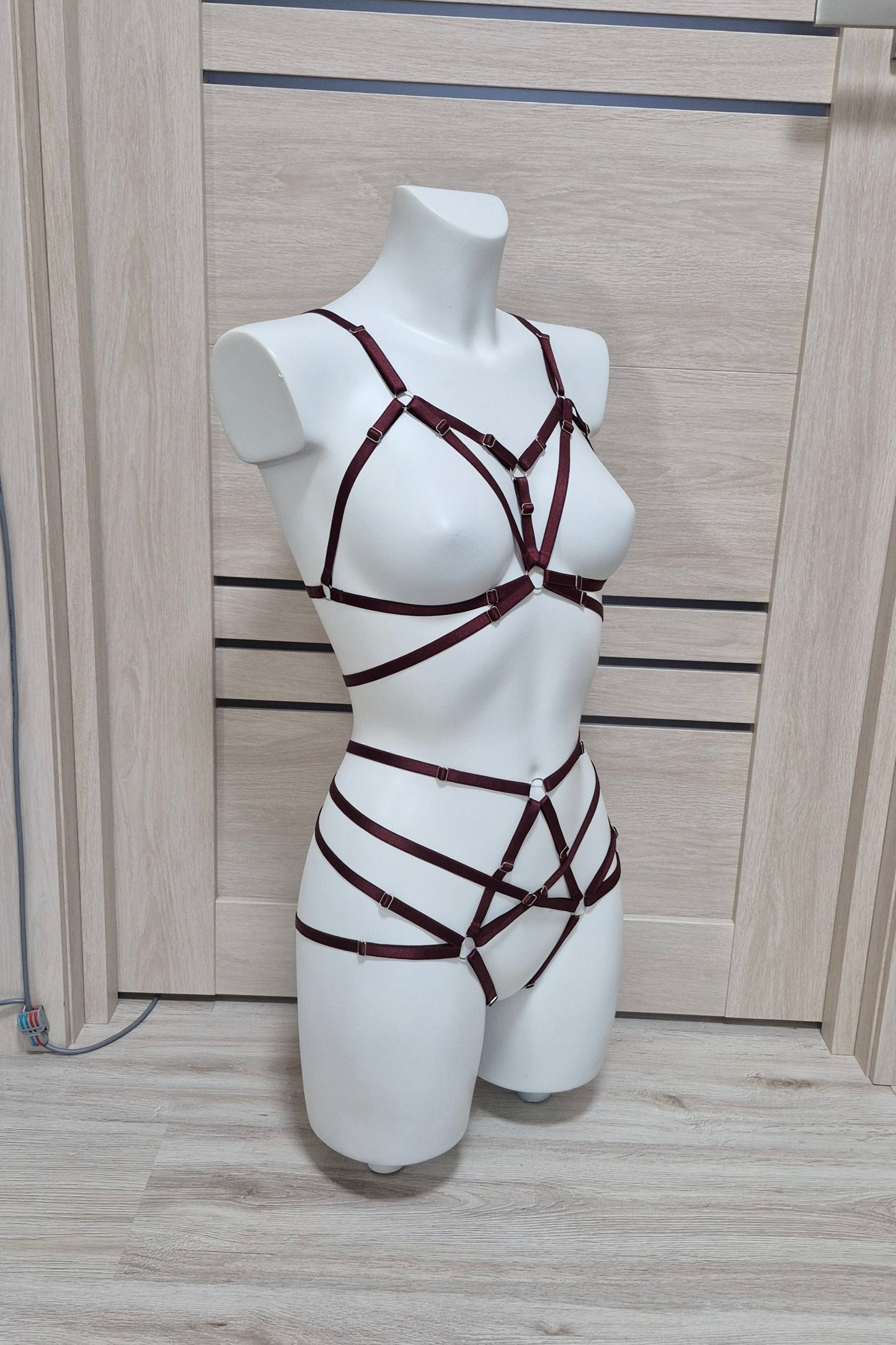 Kitana - dark wine alternative lingerie harness set women