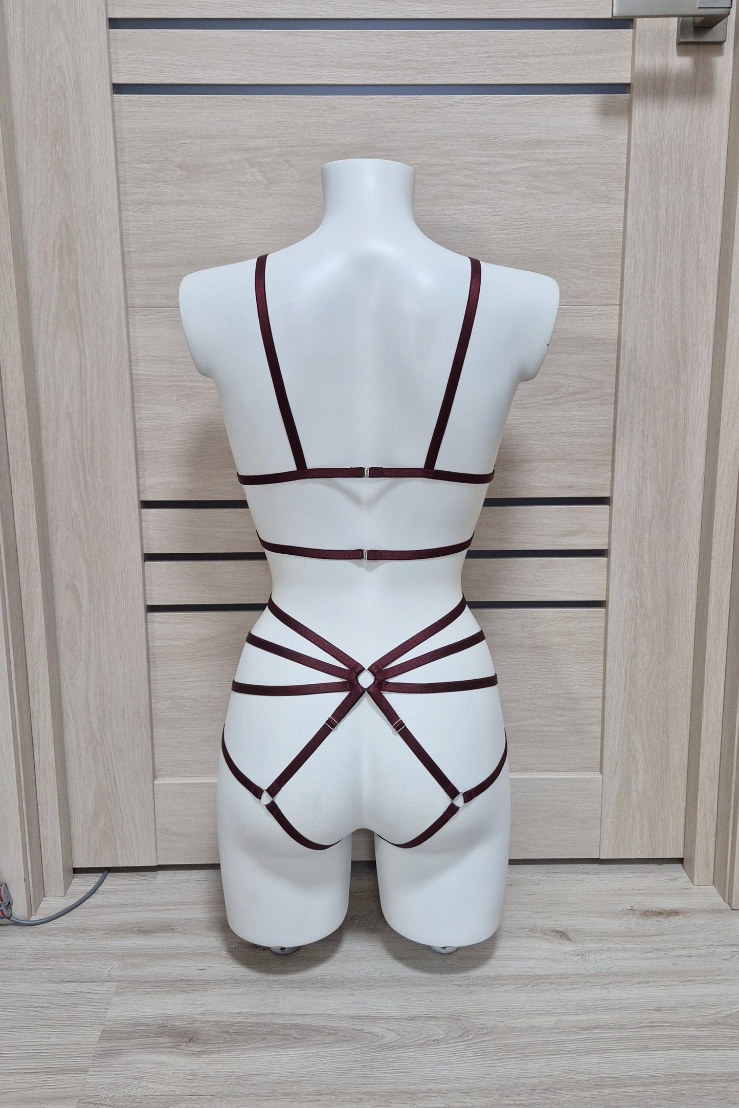 Kitana - dark wine alternative lingerie harness set women