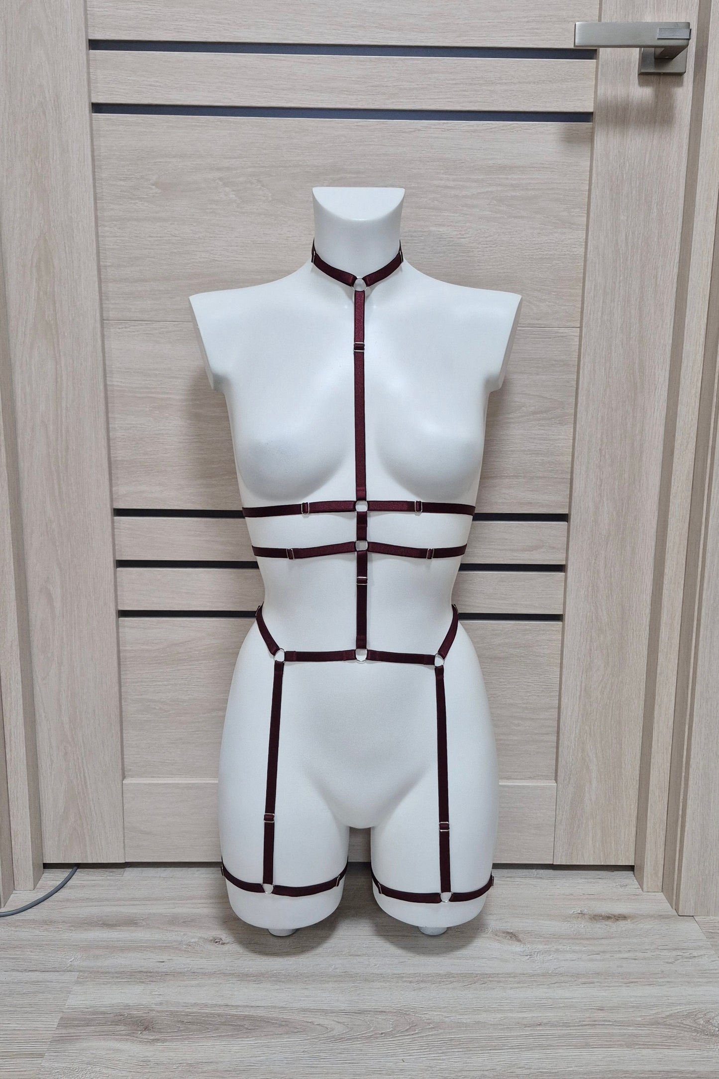 Scorpion II - dark wine alternative lingerie harness
