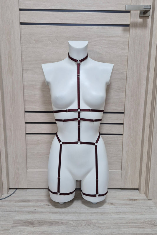 Scorpion II - dark wine alternative lingerie harness