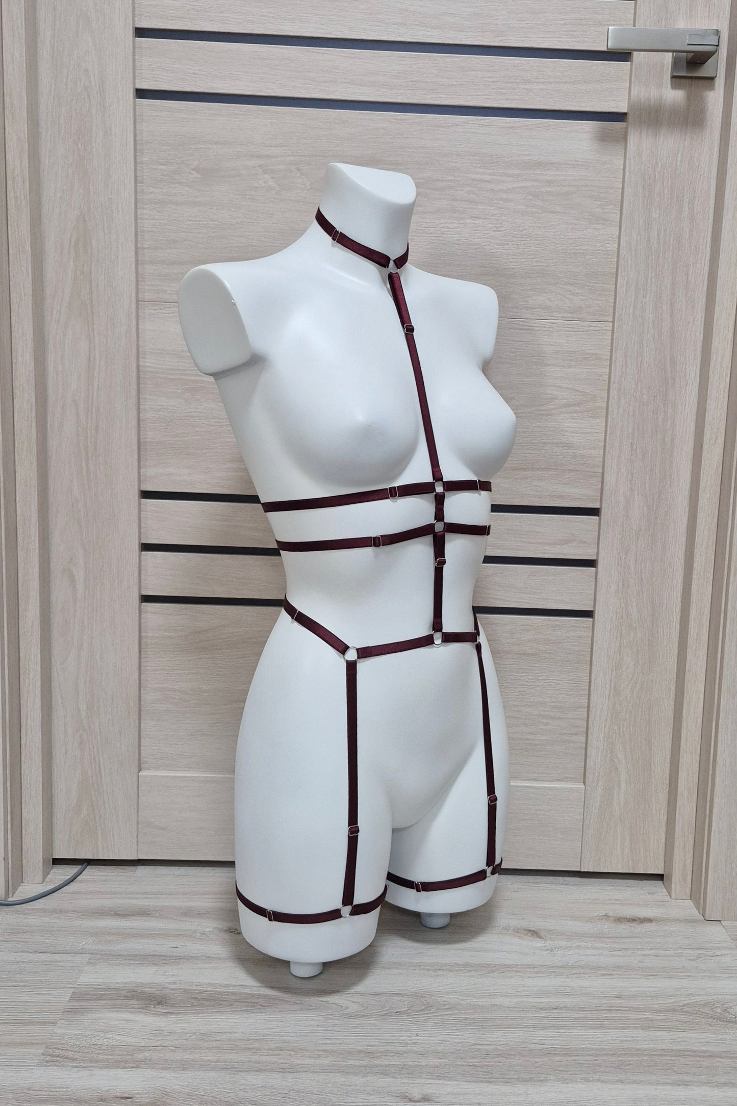 Scorpion II - dark wine alternative lingerie harness