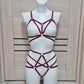 Kitana - burgundy crotchless lingerie harness set