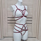 Kitana - burgundy crotchless lingerie harness set