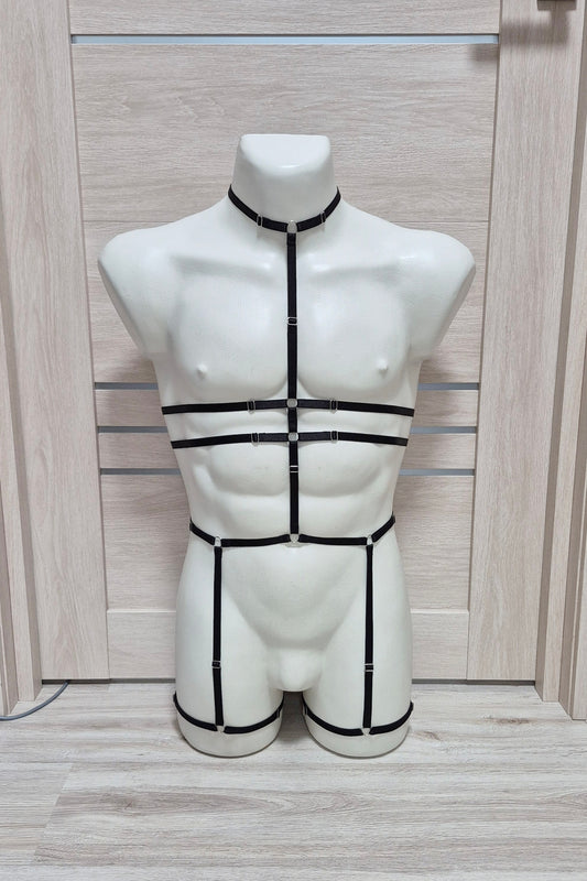 Scorpion II men - black full body harness lingerie