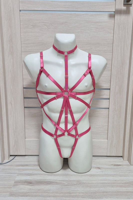 Sigyn men - pink open crotch harness sissy lingerie