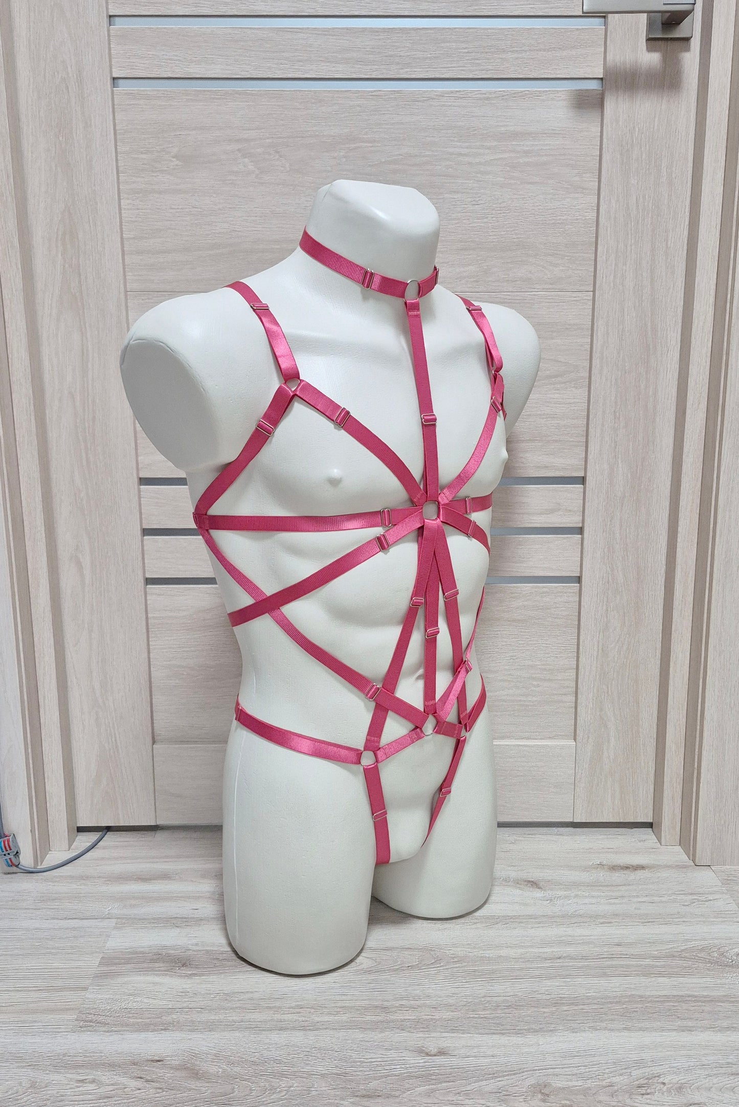 Sigyn men - pink open crotch harness sissy lingerie