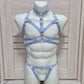 Banshee men - light blue chest harness and open panties set