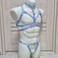 Banshee men - light blue chest harness and open panties set