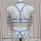 Banshee men - light blue chest harness and open panties set