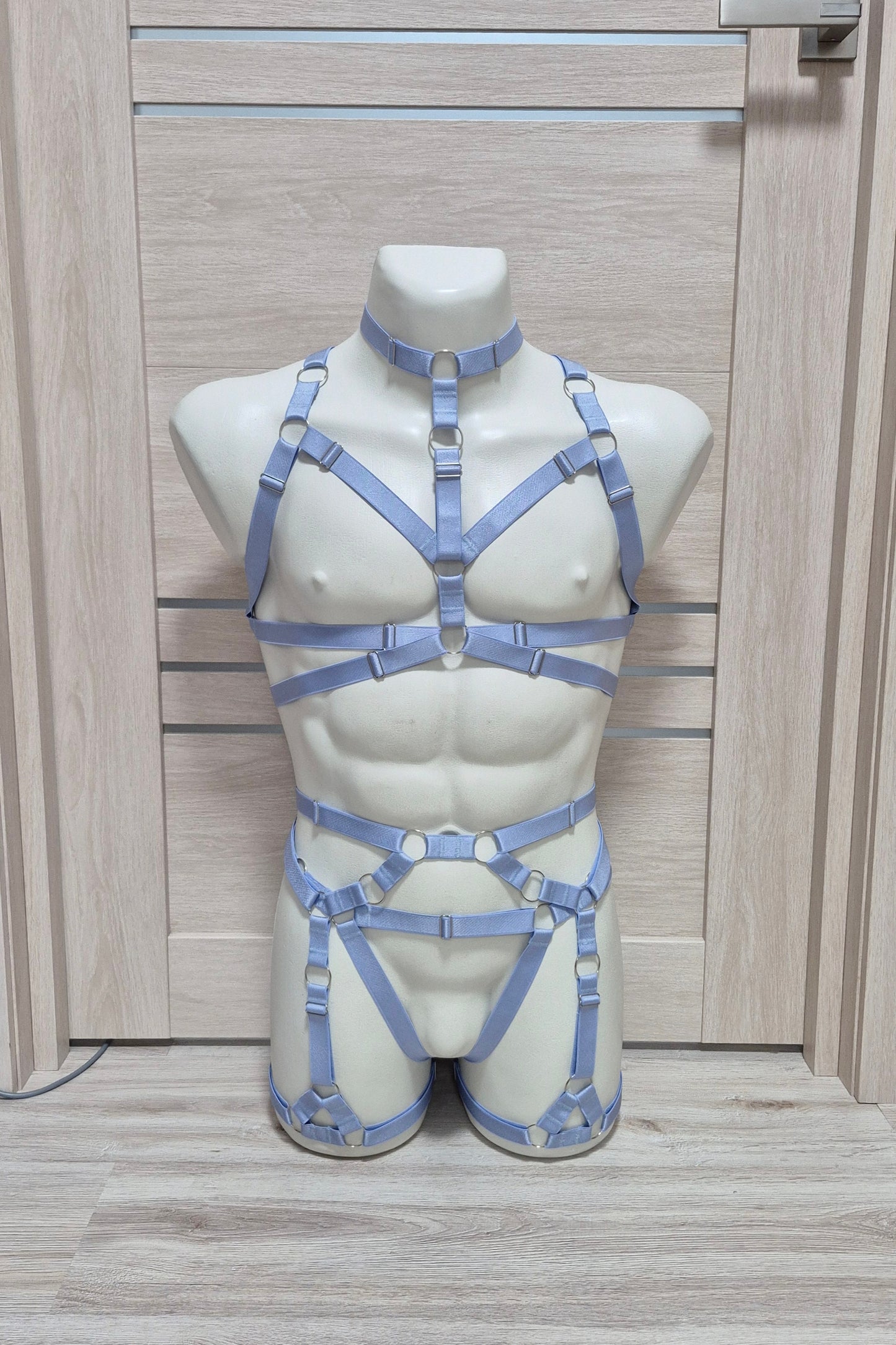 Banshee men - light blue full body harness lingerie set