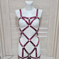 Urania - wine full body harness with leg garters