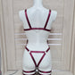 Urania - wine full body harness with leg garters