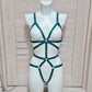 Mokosh - emerald green female harness bodysuit