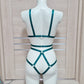 Mokosh - emerald green female harness bodysuit