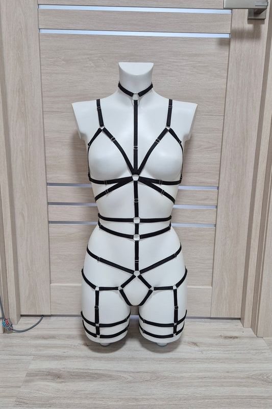 Siren II - black bondage alternative lingerie outfit
