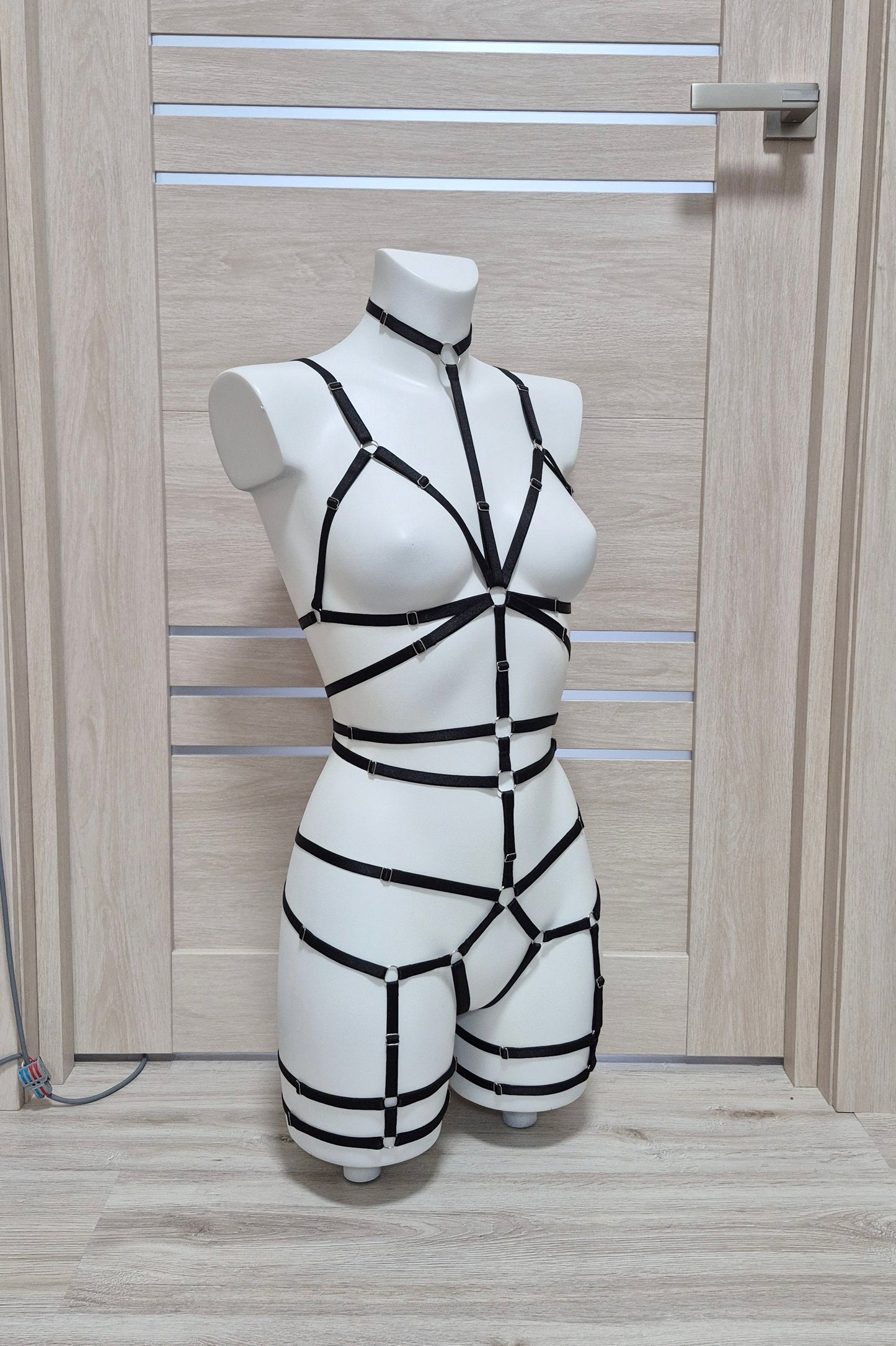 Siren II - black bondage alternative lingerie outfit