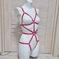 Terpsichore - red cupless harness catsuit female