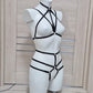 Katniss II - black harness lingerie set for women