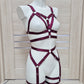 Pakhet - wine harness lingerie set with garter belt
