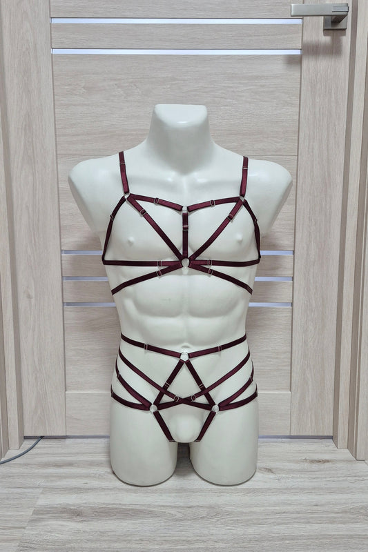 Kitana men - burgundy harness set jockstraps for man