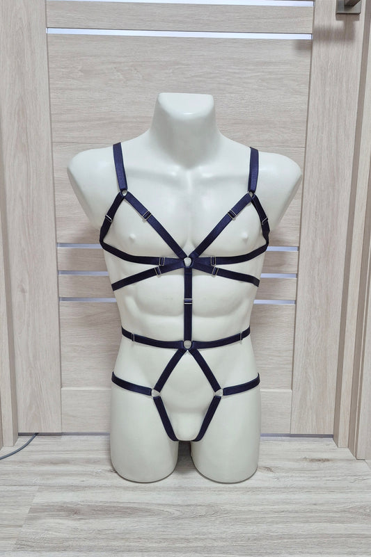 Mokosh men - navy blue harness lingerie male