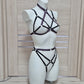 Mara II - cage bra collar harness and open panties set