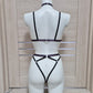 Mara II - cage bra collar harness and open panties set