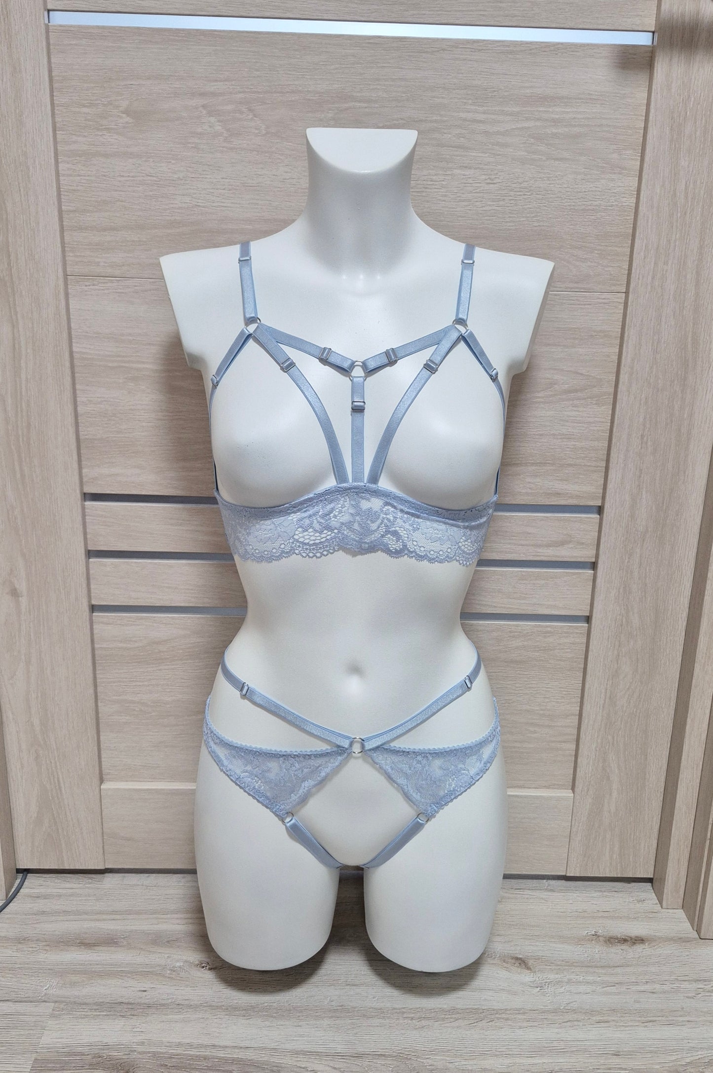 Frigg - light blue open crotchless lingerie set