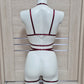 Mira - burgundy full body harness lingerie