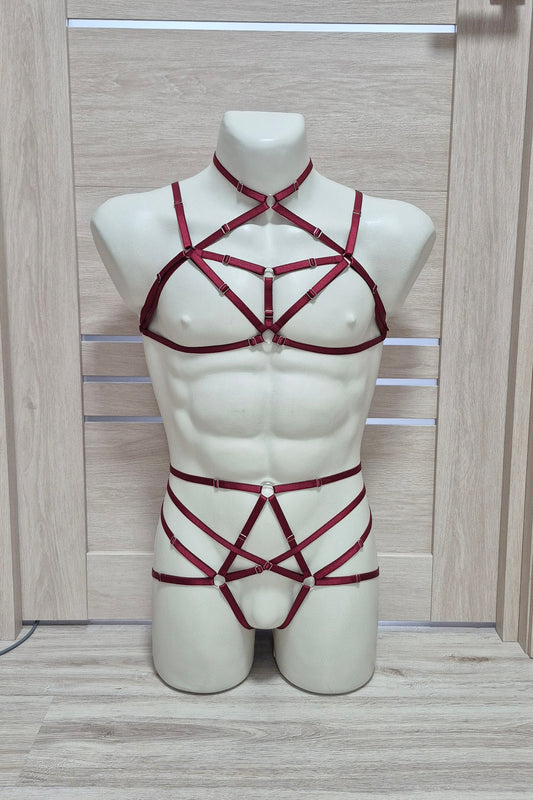 Kitana II men - burgundy men lingerie harness