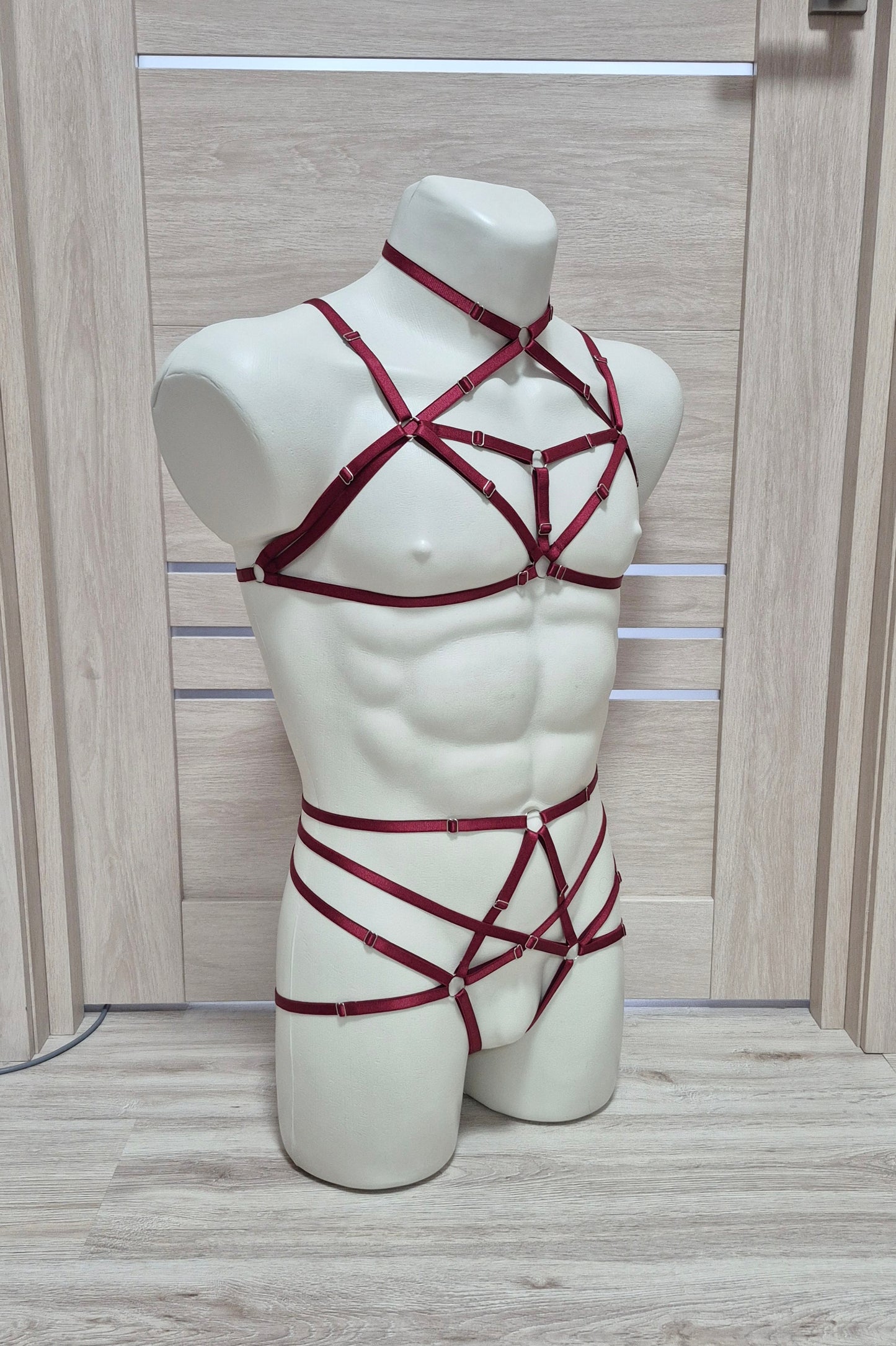 Kitana II men - burgundy men lingerie harness