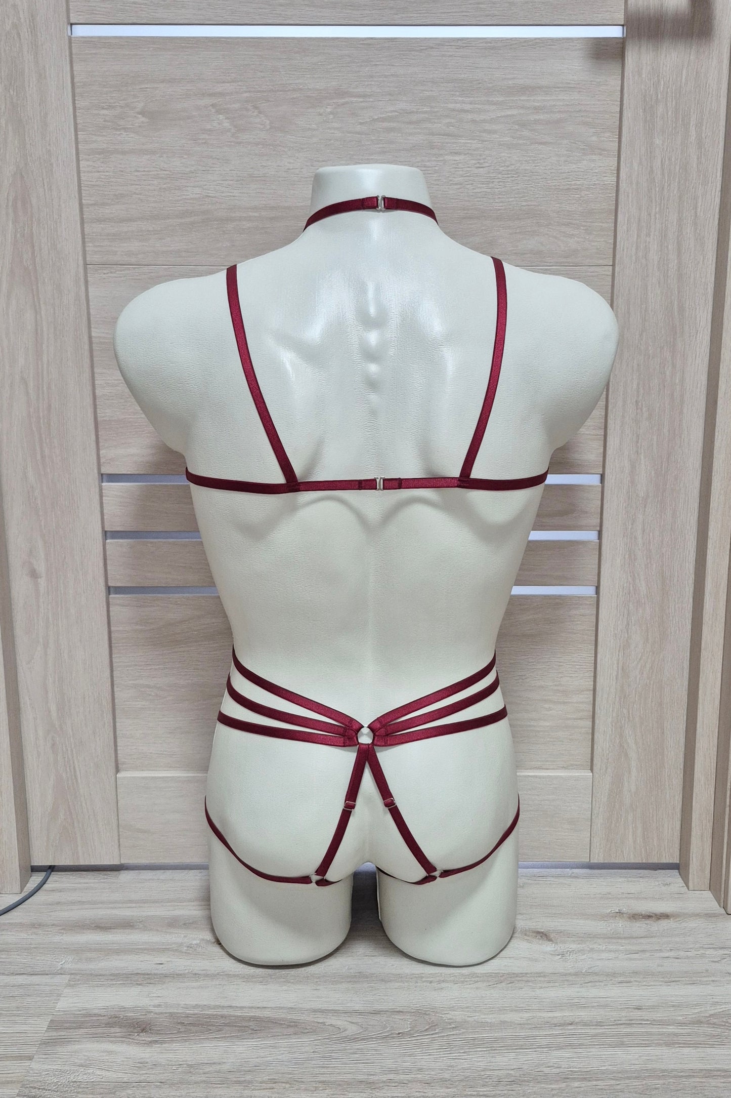 Kitana II men - burgundy men lingerie harness