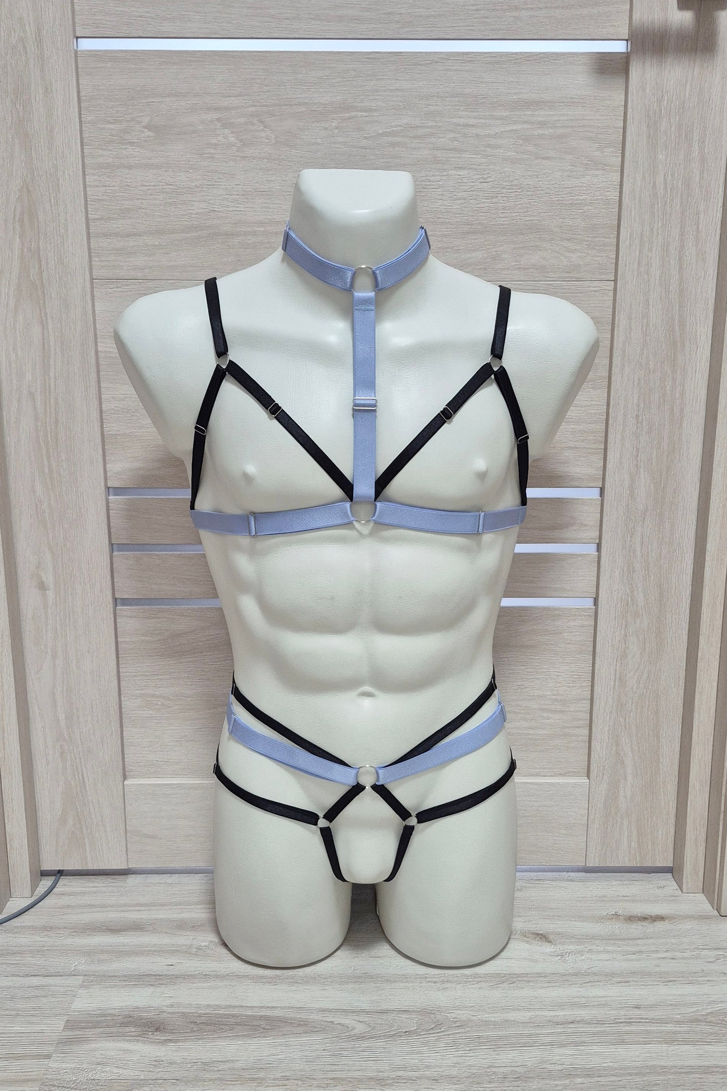 Khaleesi men - open cage bra and ouvert panties harness set