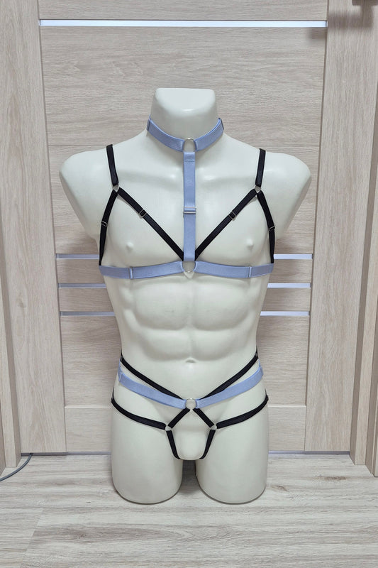 Khaleesi men - open cage bra and ouvert panties harness set