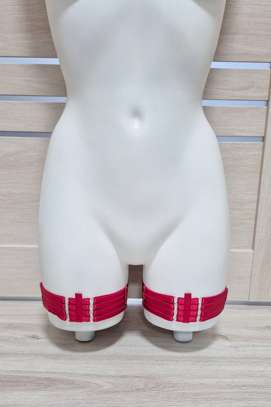 Morgana - red leg garters set female
