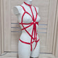 Sigyn - red open crotch cupless harness lingerie body