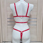 Sigyn - red open crotch cupless harness lingerie body