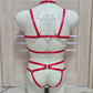 Persephone II men - red harness lingerie set with panties