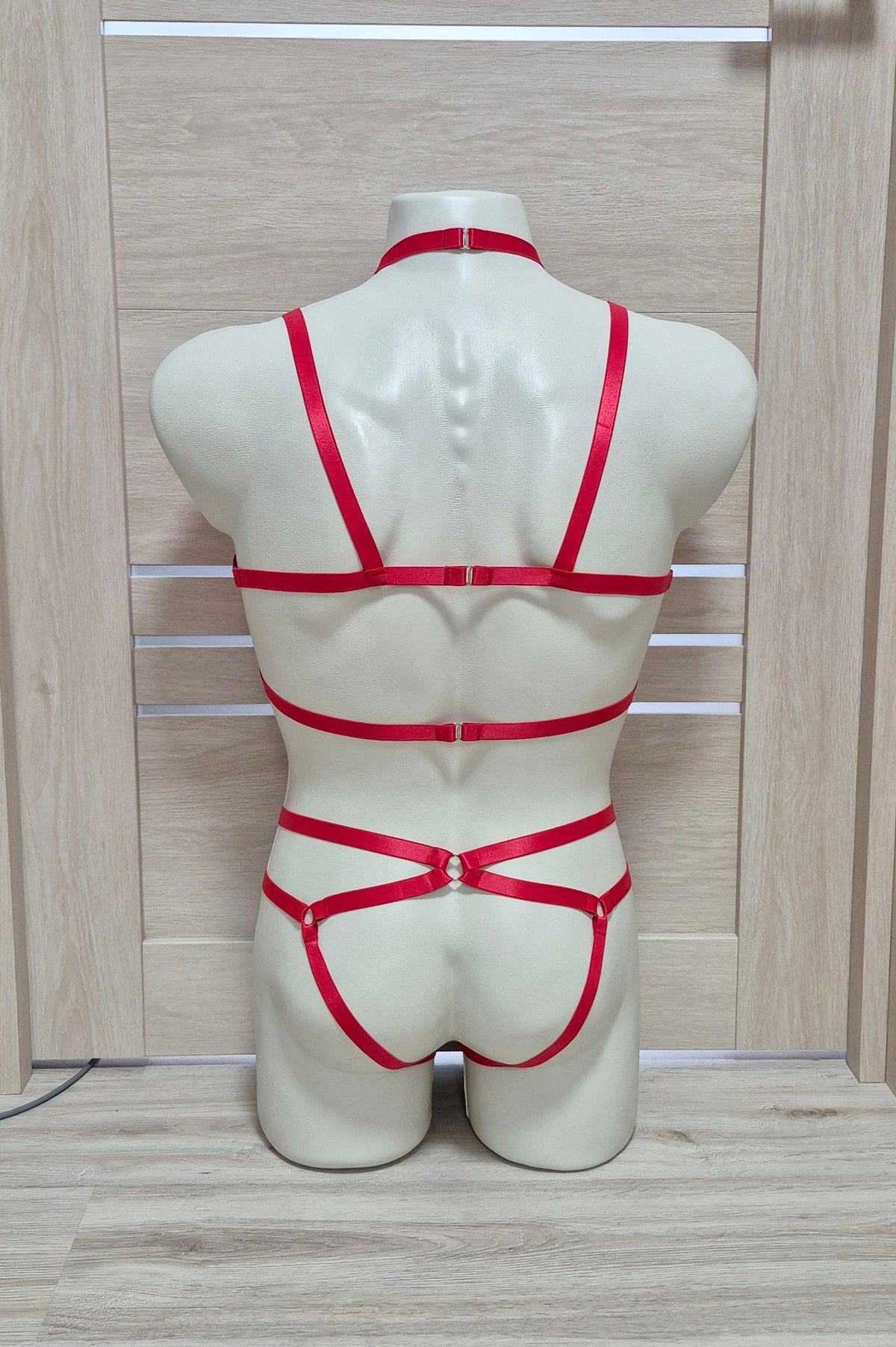 Persephone II men - red harness lingerie set with panties