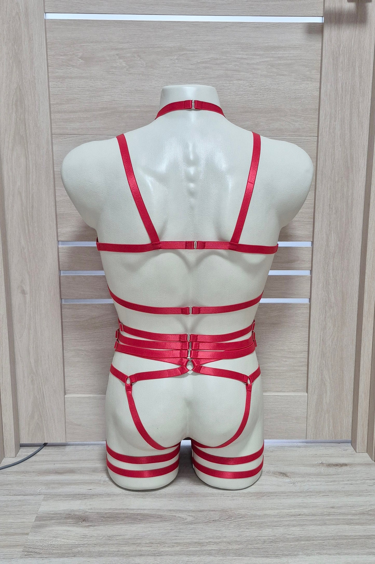Persephone II men - red joskstraps for man harness lingerie set