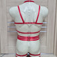 Persephone men - red chest harness and leg garter belt