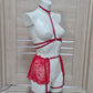 Mawi - red harness lingerie with skirt leg garter belt